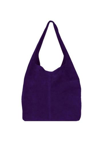 Purple Soft Suede Leather Hobo Shoulder Bag | BYXIX Purple