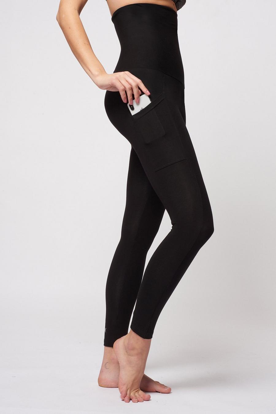 Black Extra Strong Compression Pocket Leggings with High Tummy Control