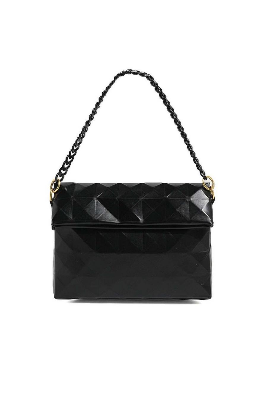 Black Prism Shape Chain Handle Small Shoulder Bag With Strap image number 1