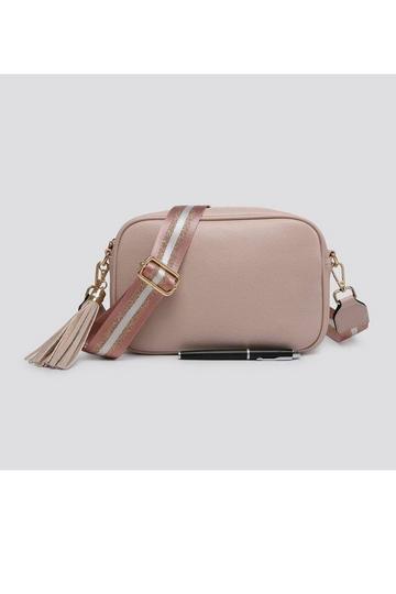 Tassel Charm Camera Crossbody Bag with Tassel Charm & Canvas Strap Light Pink