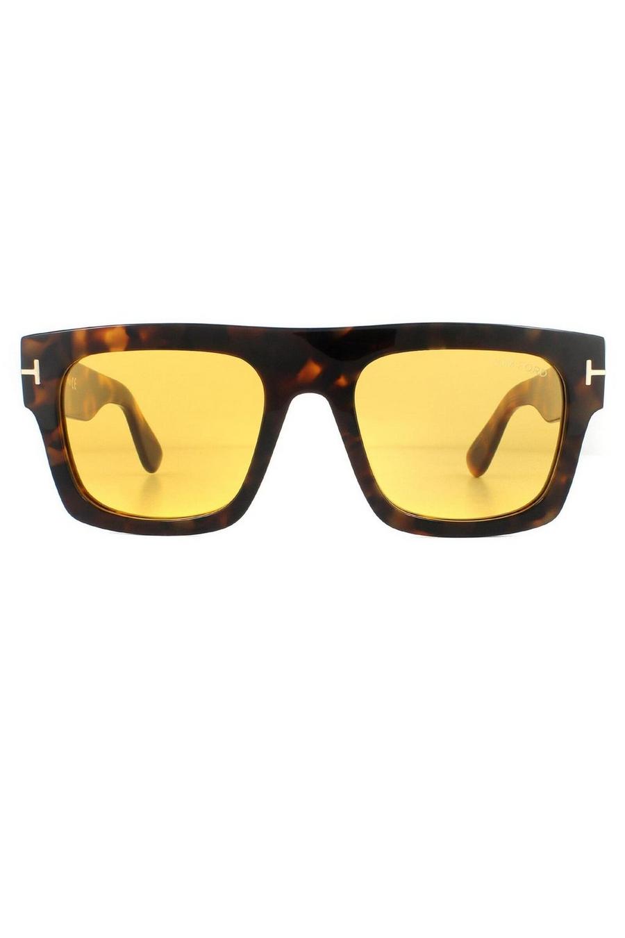 Brown Square Havana Yellow Sunglasses image number 1