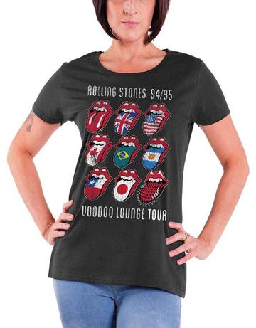 Official Rolling Stones T Shirt Voodoo Lounge Tongue Logo Womens Grey Skinny Fit Grey