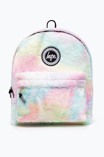 Pastel Rainbow Fur Backpack Black