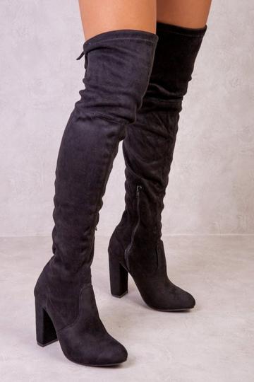 'Diane' High Heel Over The Knee Boots Black