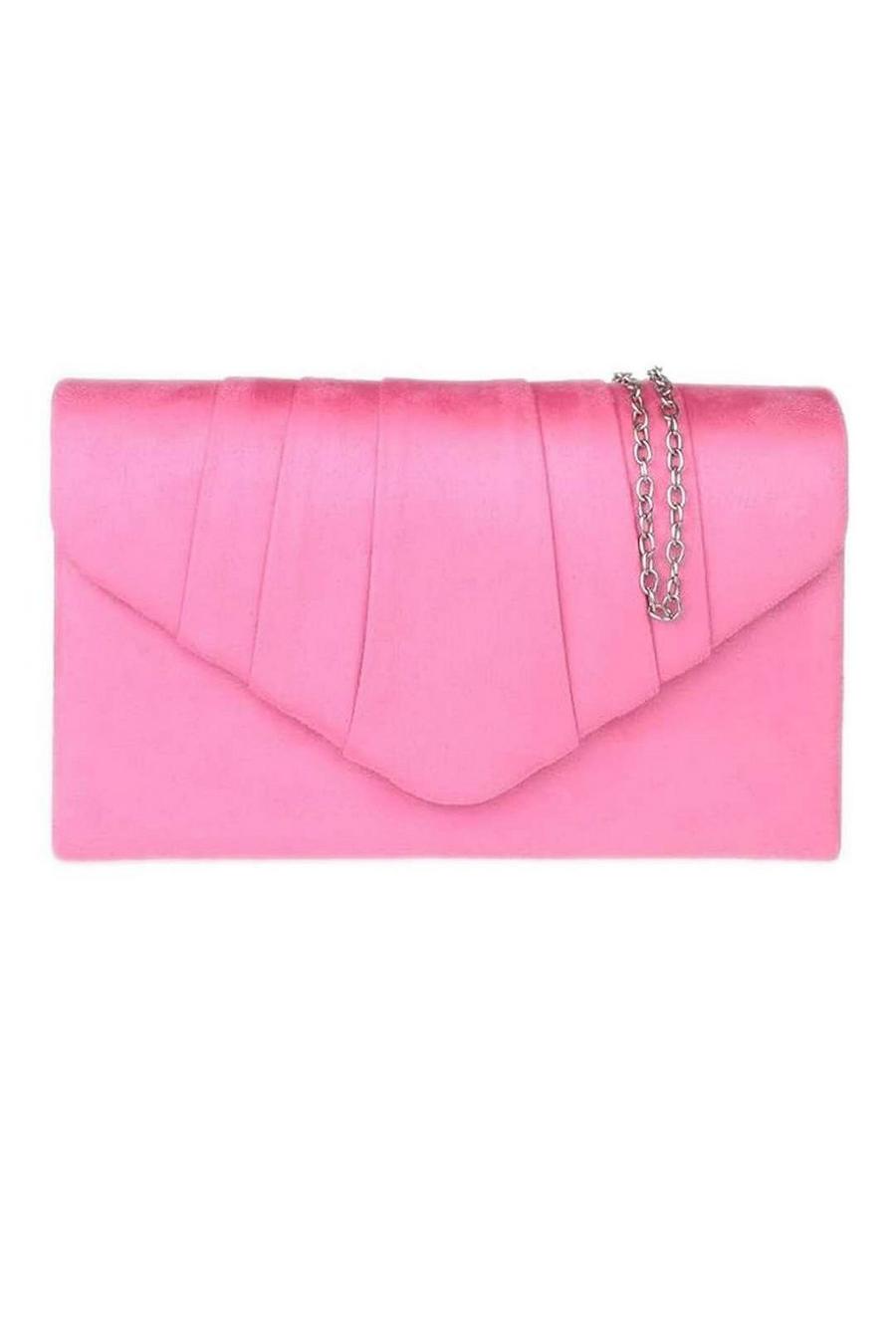 Baby pink Elegant Faux Suede Pleated V Shape  Evening Clutch Bag image number 1
