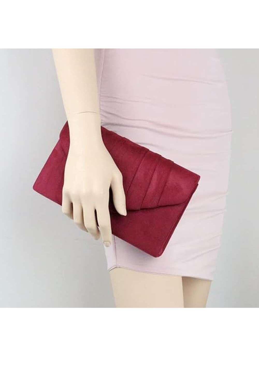 Elegant Faux Suede Pleated V Shape Evening Clutch Bag boohoo UK