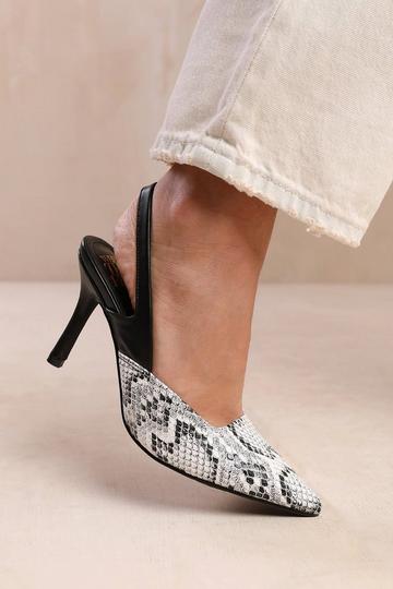 'Cairo' Pointed Toe Slingback Mid Heels Natural