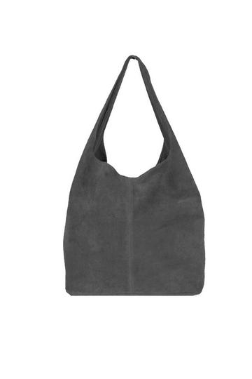 Silver Grey Soft Suede Hobo Shoulder Bag | BYIED Grey