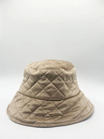 Beige Quilted Bucket Hat Beige