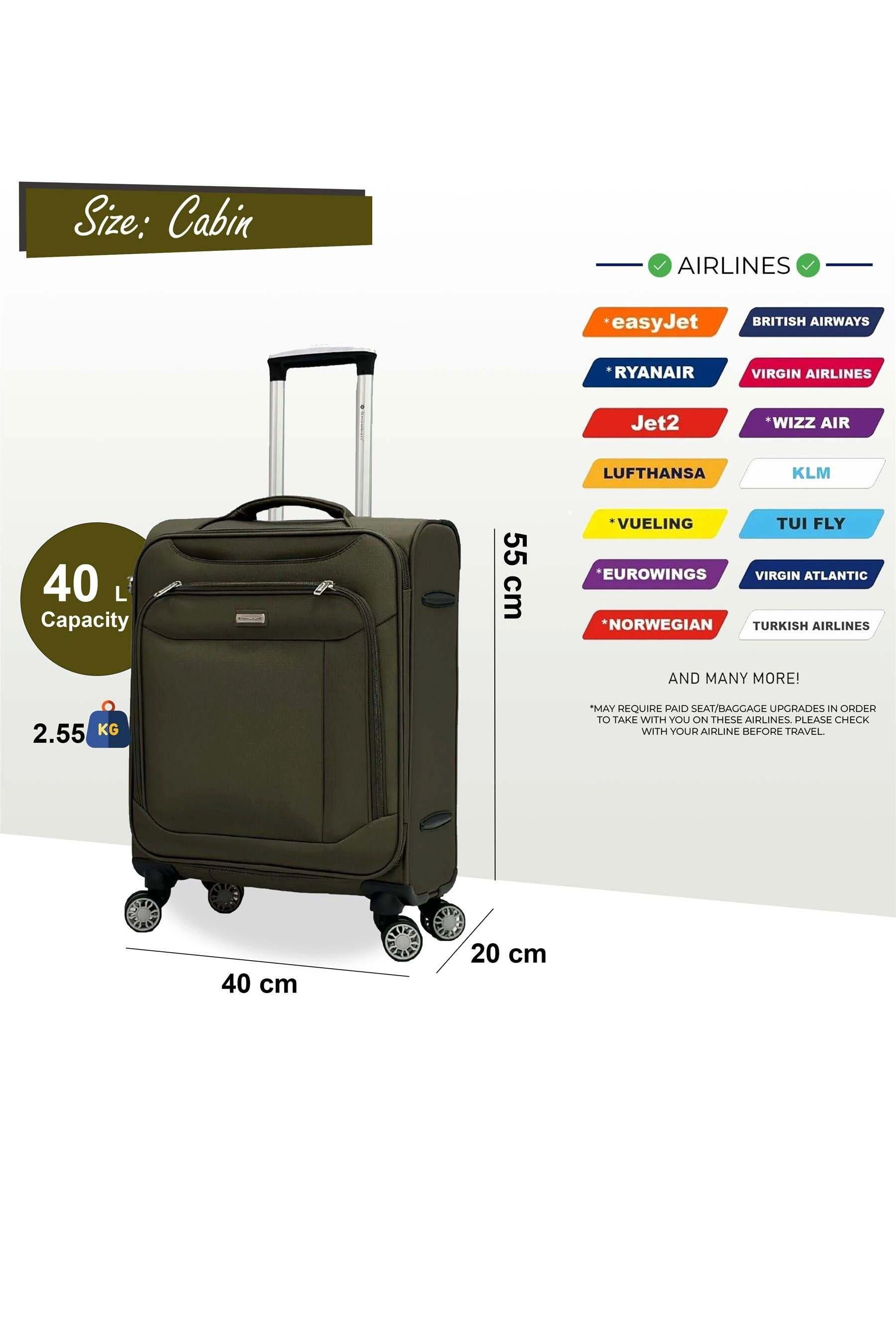 Soft Cabin Suitcase 55 x 40 x 20 cm Nylon 900D Suitable for Easyjet Ryanair