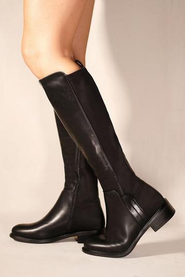 'Parker' Knee High Boots With Side Zip Black