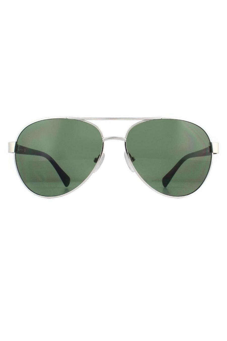 Aviator Silver Green Sunglasses