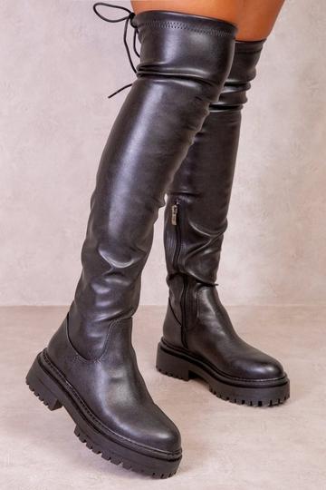 Black 'Dawn' Chunky Over The Knee Boots