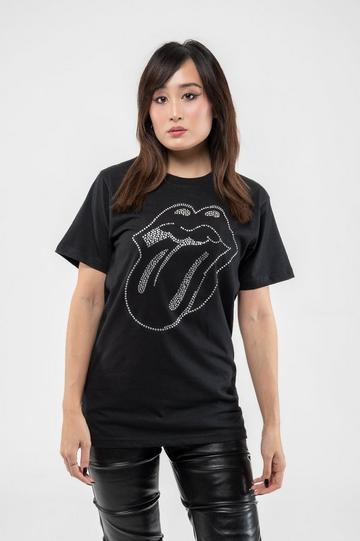 Tongue Diamante T Shirt Black