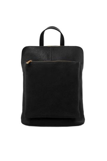 Black Black Soft Pebbled Leather Pocket Backpack | BYLER