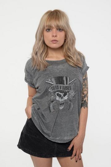 Faded Skull Burnout T Shirt Grey