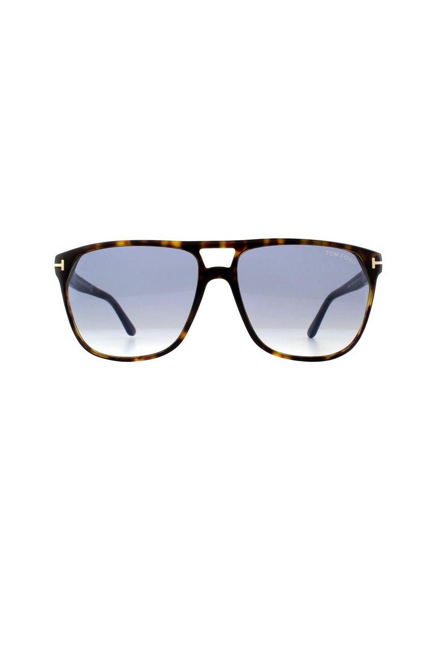 Brown Aviator Dark Havana Blue Gradient Sunglasses image number 1