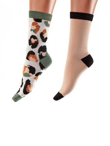 Animal Pattern Bamboo Socks 2 Pair Pack - Multi Multi