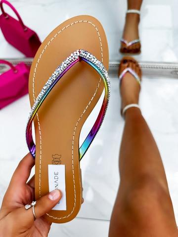 Crystal Sparkle Flip Flops Multi