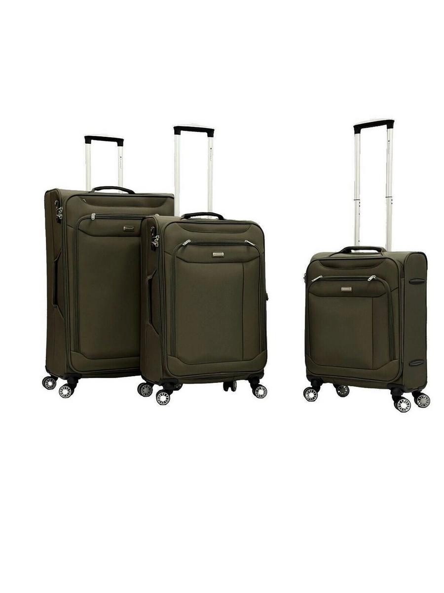 Khaki Lightweight Suitcase 4 Wheel Luggage Travel Cabin TSA Soft Bag