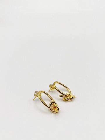 Metallic GOLD TIED ROPE STUD EARRINGS