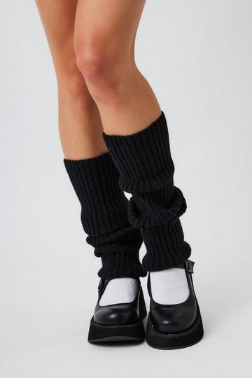 Knitted Leg Warmers Black