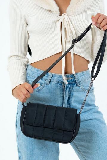 Black Quilted Nylon Padded Crossbody