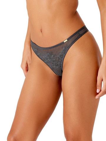 Glossies Lace Thong - Charcoal Charcoal