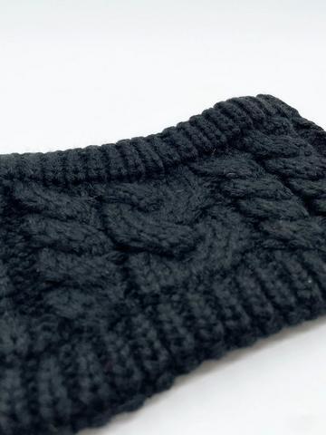 Black Cable Knitted Headband Black