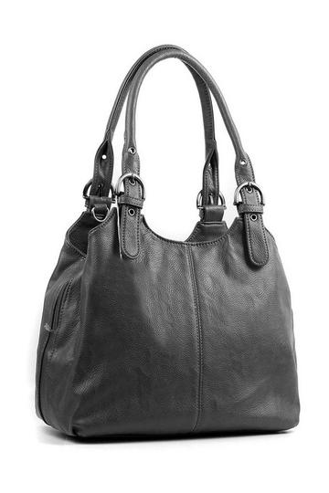 Grey Tri-Compartments Tote Handbag Shoulder Bag with Detachable Strap