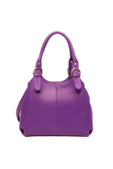 Purple Tri-Compartments Tote Handbag Shoulder Bag with Detachable Strap