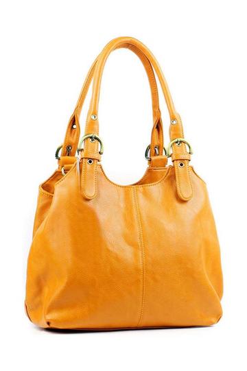 Yellow Tri-Compartments Tote Handbag Shoulder Bag with Detachable Strap