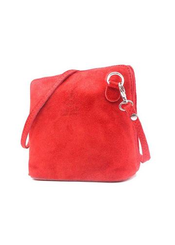 Red Small Genuine Italian Suede Leather Zip Around Crossbody Bag