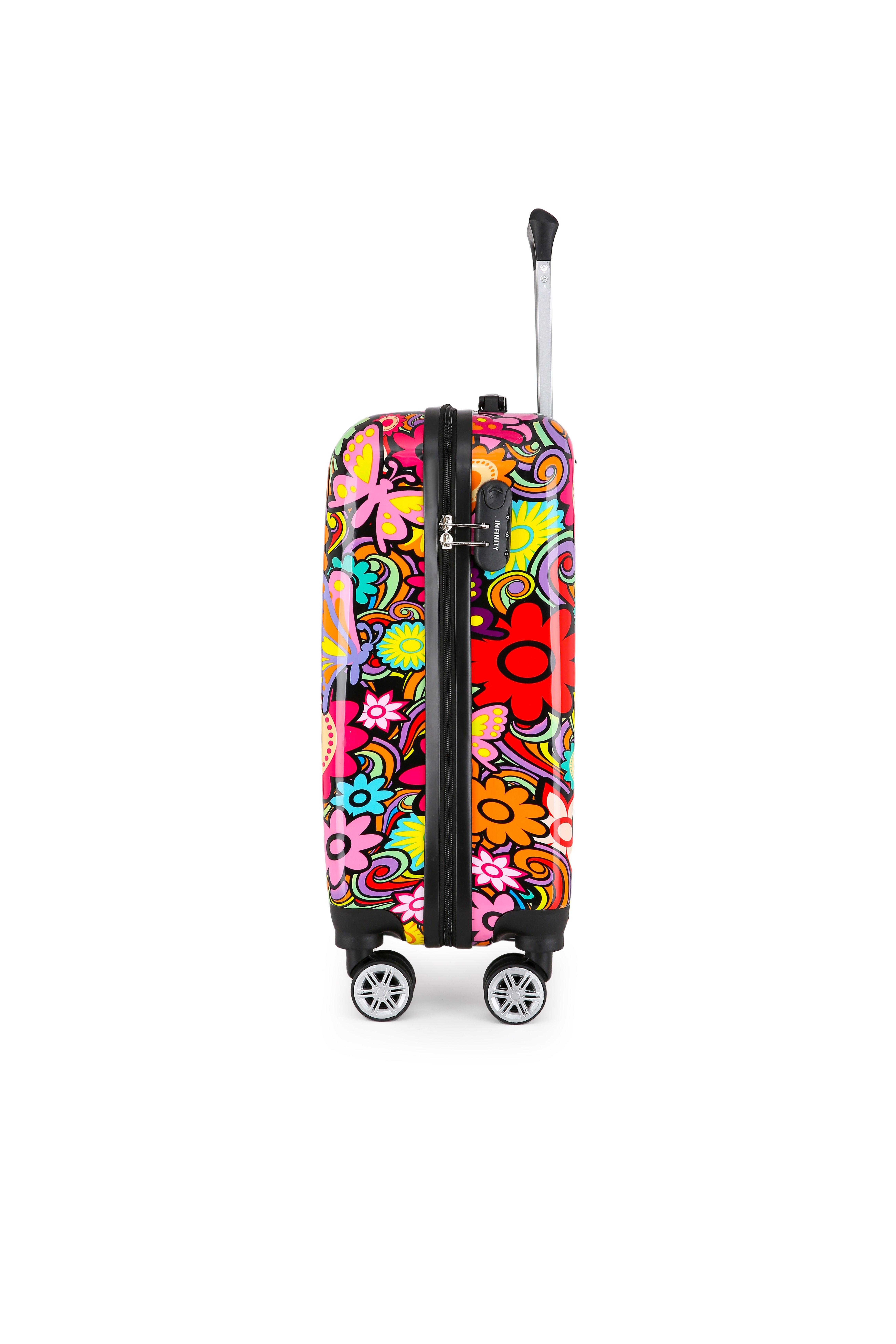 Printed Hard Shell Dual 4 Wheel Luggage Suitcase