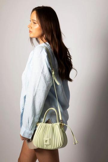 Green Pleated Pouch Bag in Mint