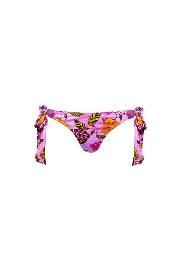 Riley Mix & Match Pink Palm Print Tie Side Bikini Bottom Pink