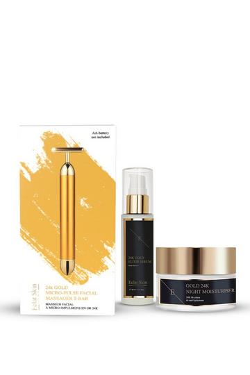 24K T Bar Massager + 24K Gold Cream 50ml +24k Serum 60ml Clear