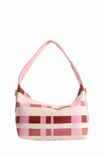 Pink Slouchy Check Shoulder Bag