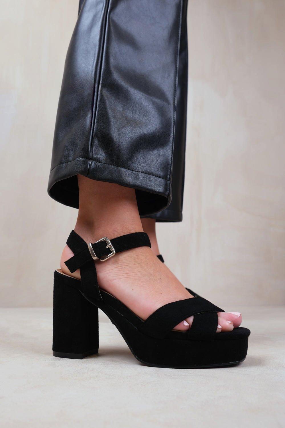 Marcia Extra Wide Fit Statement Platform Strappy Block High Heels boohoo UK