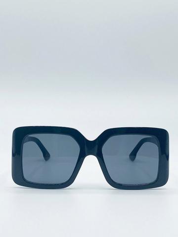 Oversized Plastic Frame Square Sunglasses Black