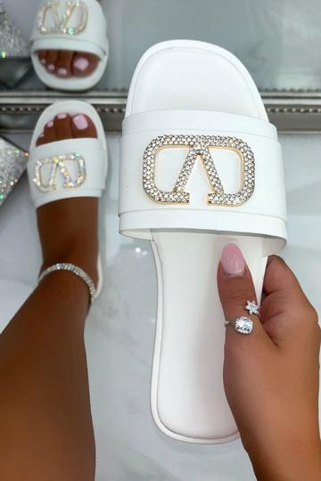 Crystal Venus Sliders White