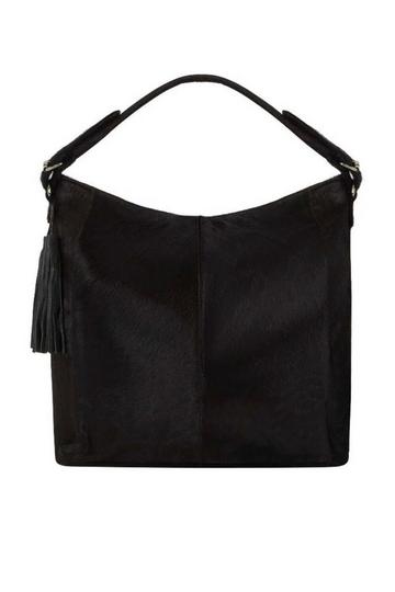 Black Calf Hair Leather Top Handle Grab Bag | BXAAA Multi