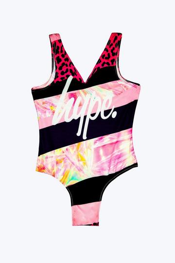 Multi Dark Pink Stripe Swimsuit Multi