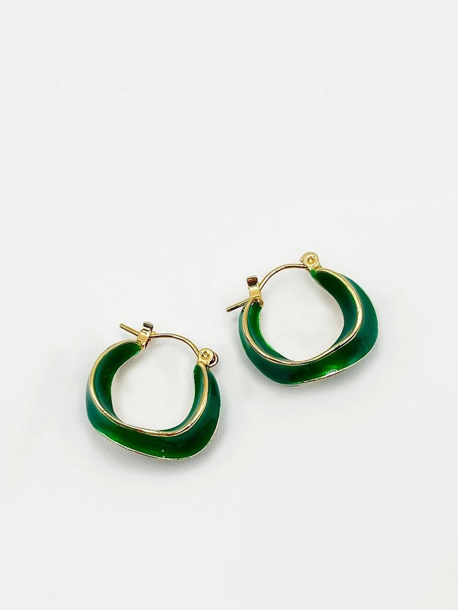 Emerald green hoop earrings