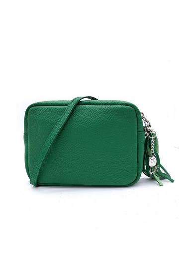 Green Kitise Small Slim Genuine Italian Leather Tassel Crossbody Bag