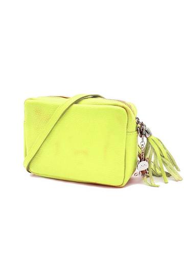 Yellow Kitise Small Slim Genuine Italian Leather Tassel Crossbody Bag