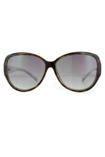 Brown Oval Tortoise Green Grey Gradient Sunglasses