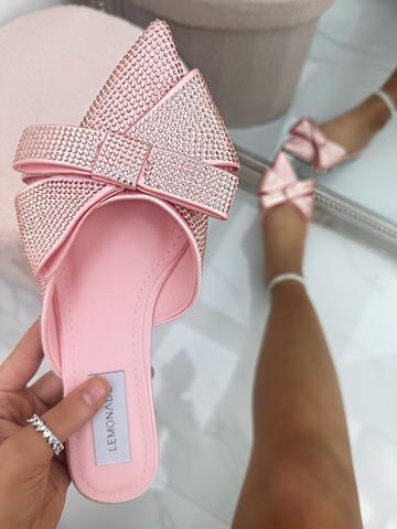 Pink Crystal Bow Pointed Sliders