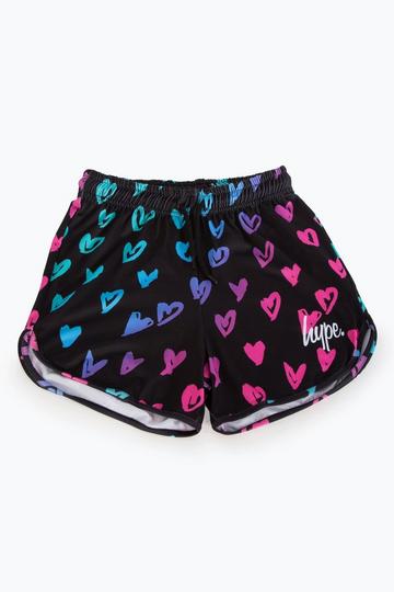 Pink Scribble Heart Pink Script Shorts