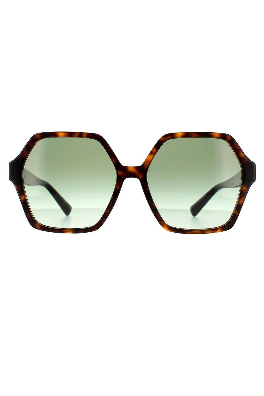 Brown Square Dark Havana Green Gradient Sunglasses